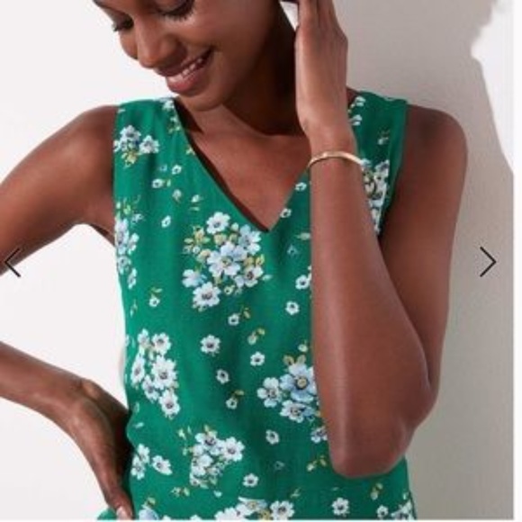 Loft Emerald Green Floral Printed Romper - Picture 3 of 7